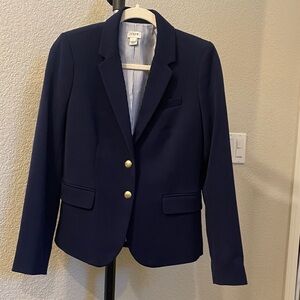 J. Crew Dark Blue Blazer with Gold Accents and Striped Lining